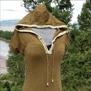 COPY - Free People Olive Green Hooded Shirt / tun…
